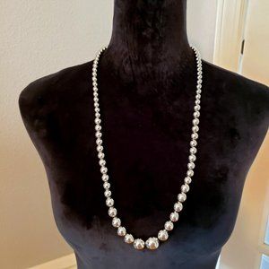 Graduated Strand Silver Round Bead Necklace from Korea